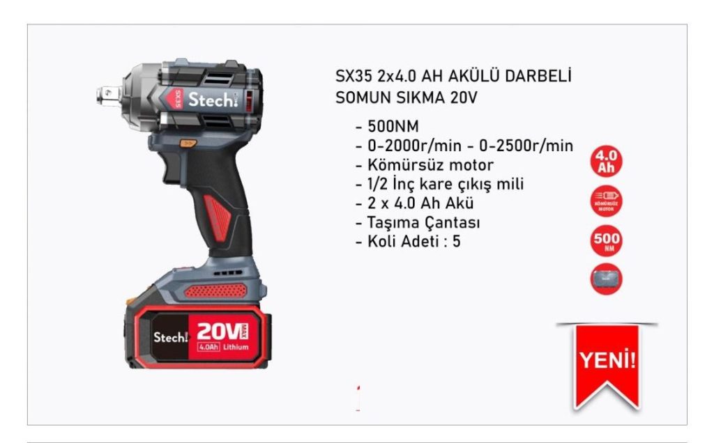 Stechend SX35 2X4.0 Akülü Darbeli Somun Sıkma 20V