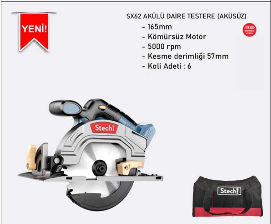 STECHEND SX62 Şarjlı Daire Testere 165mm (SOLO)
