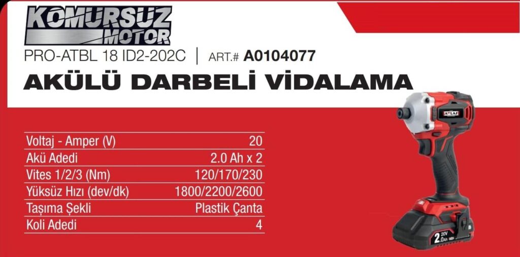 Attlas PRO-ATBL 18 ID2-202C Torklu Vidalama