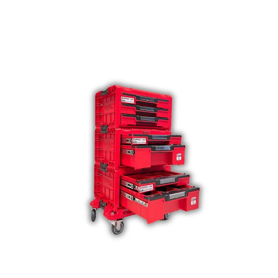 Qbrick System Workshop Set Red Promo Qbrick Çekmeceli ve tekerlekli takım arabası